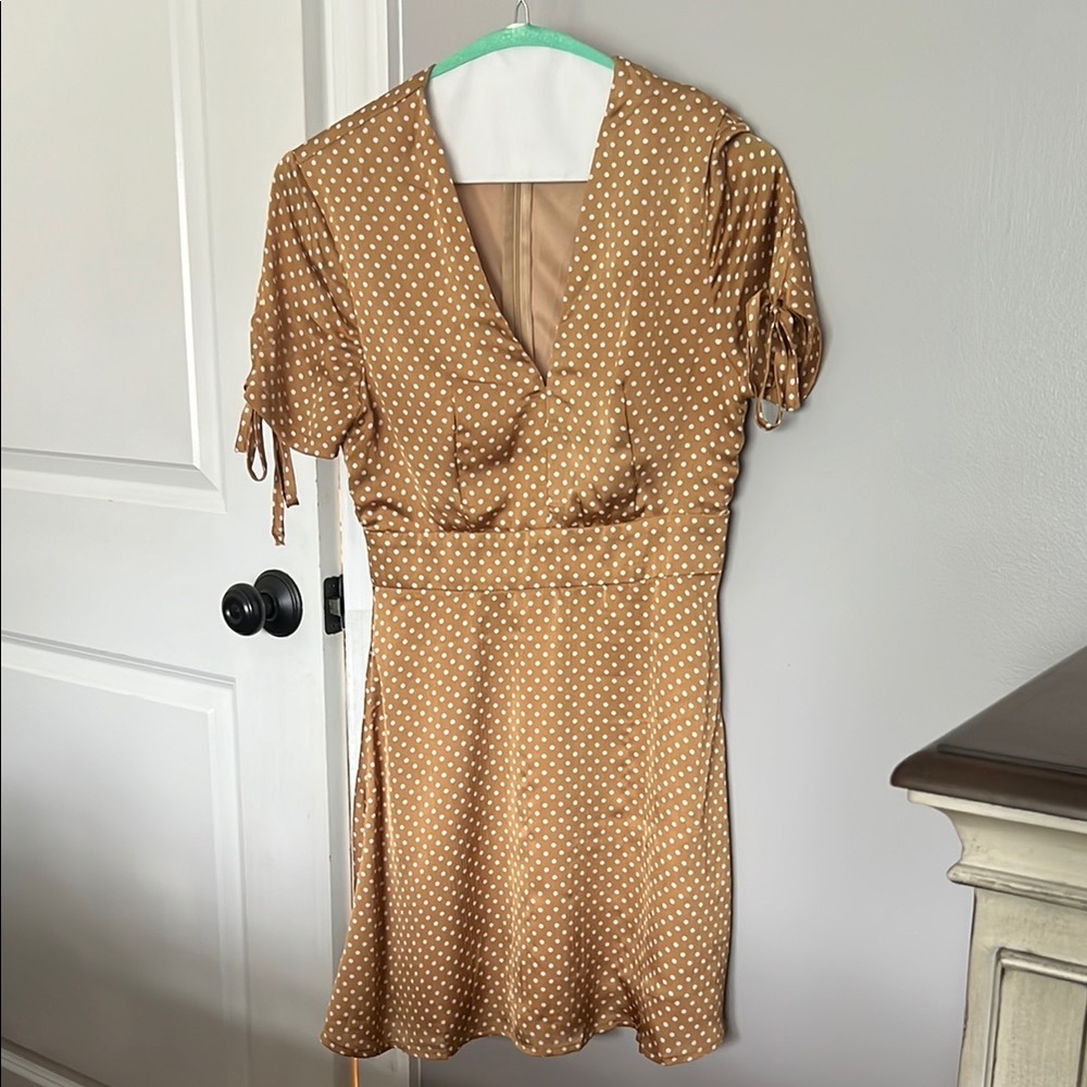 Polka Dot Tan Dress